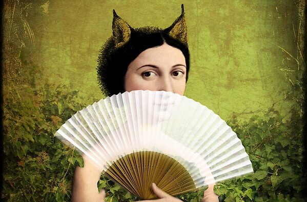 woman with fan