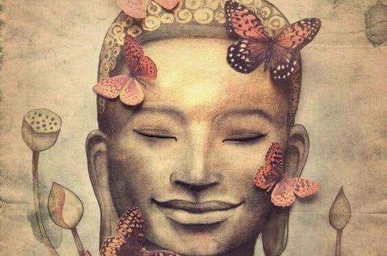 Buddha with butterflies