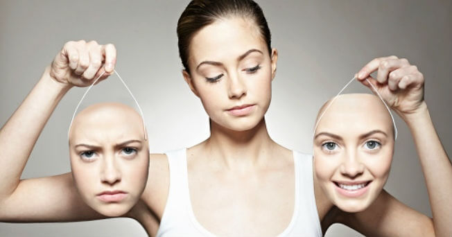Mujer con dos caras y trastorno bipolar