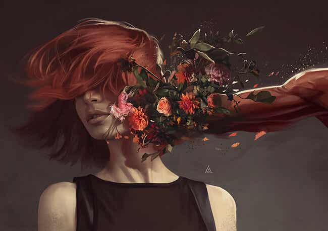brazo golpeando con flores a una mujer que hace uso de la resistencia emocional