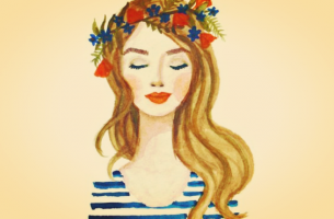 chica con flores que piensa en sus esencias