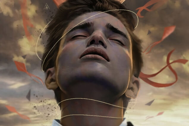 chico mirando hacia arriba