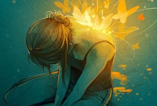 Mujer triste mirando hacia abajo