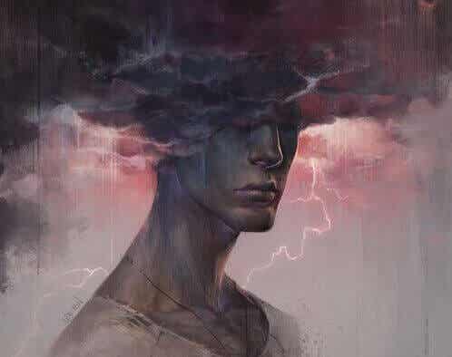 Hombre con una nube en la cabeza simbolizando a las personas rencorosas