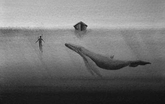 ballena debajo del agua representando la persona insensible
