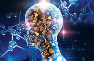 Cabeza con símbolos representando el beneficio del neurofeedback