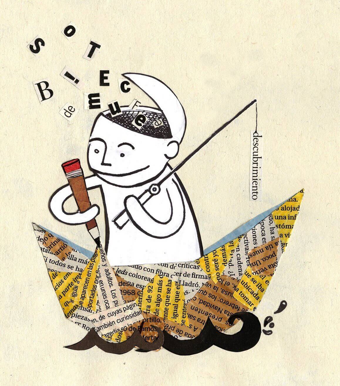 Hombre en un barco de papel