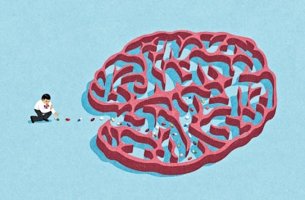 hombre poniendo fármacos en el cerebro representando la antipsiquiatría