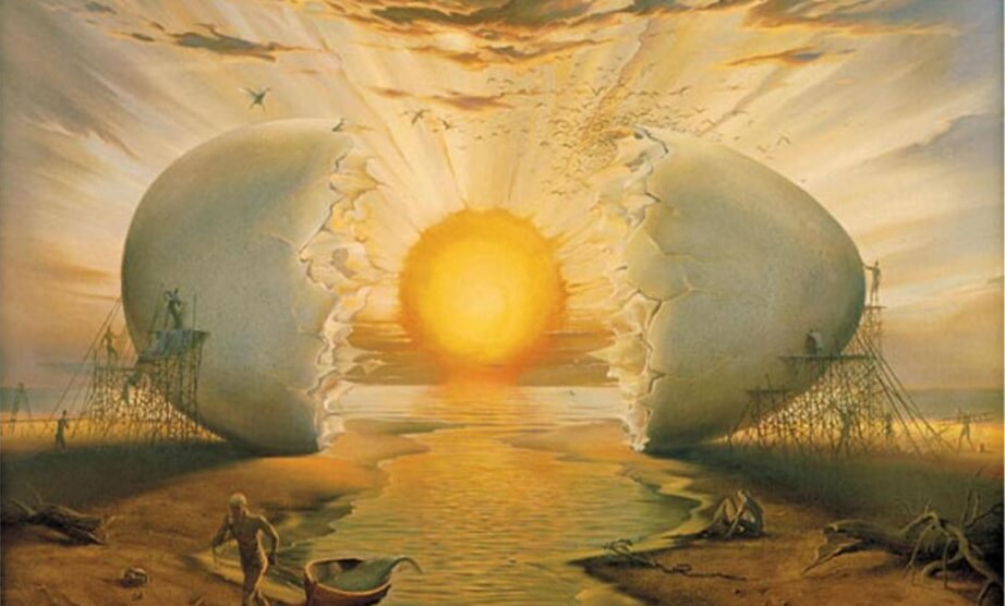huevo abierto simulando amanecer