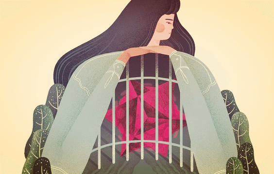 mujer con el corazón en una jaula sufriendo los efectos del facilismo