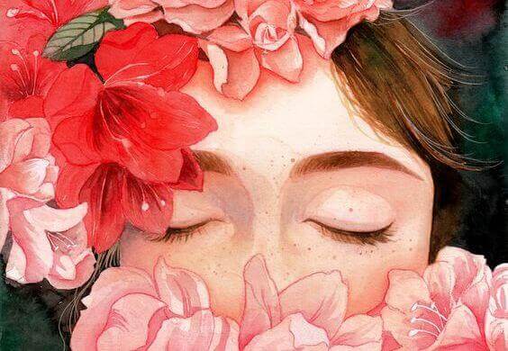 Femme aux yeux fermés en évitant l'attraction mentale