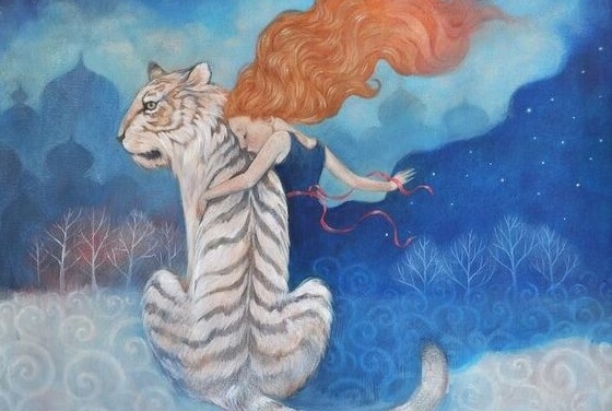 mujer con tigre