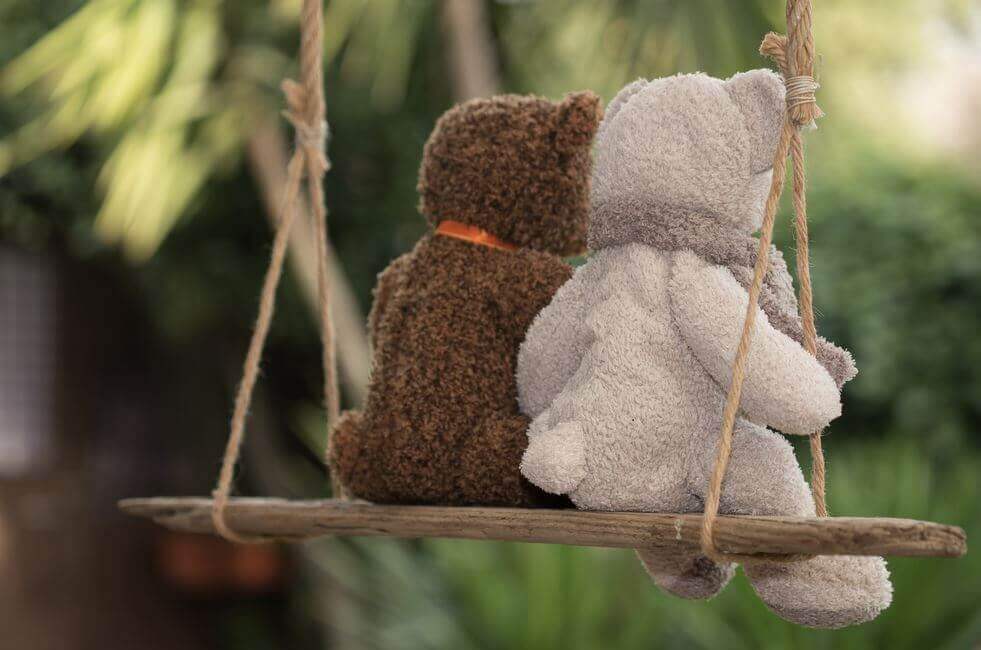 Ositos en un columpio compartiendo su amor