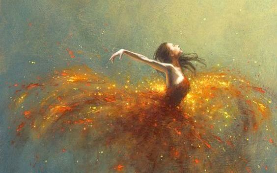 bailarina con luces alrededor disfrutando de la vida