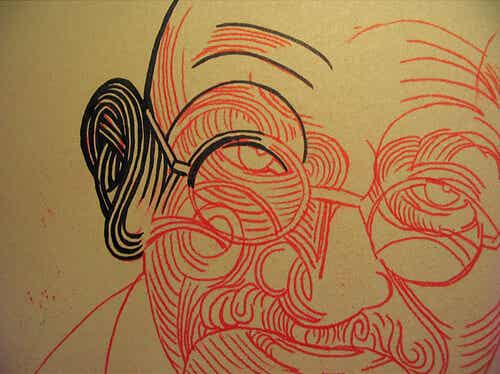 ilustración de Gandhi representando sus teorías sobre los pecados sociales