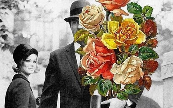 hombre llevando flores
