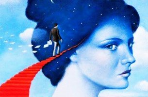 Hombre pequeño que ascienda hasta una mujer con actitud narcisista