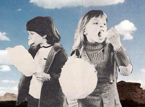 niños comiendo nubes de algodón simbolizando las acciones que dañan la salud