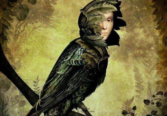 pájaro con rostro humano