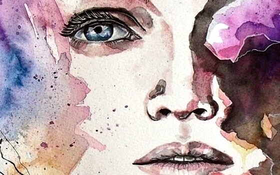 Rostro mujer en acuarela evidenciando síntomas de la depresión