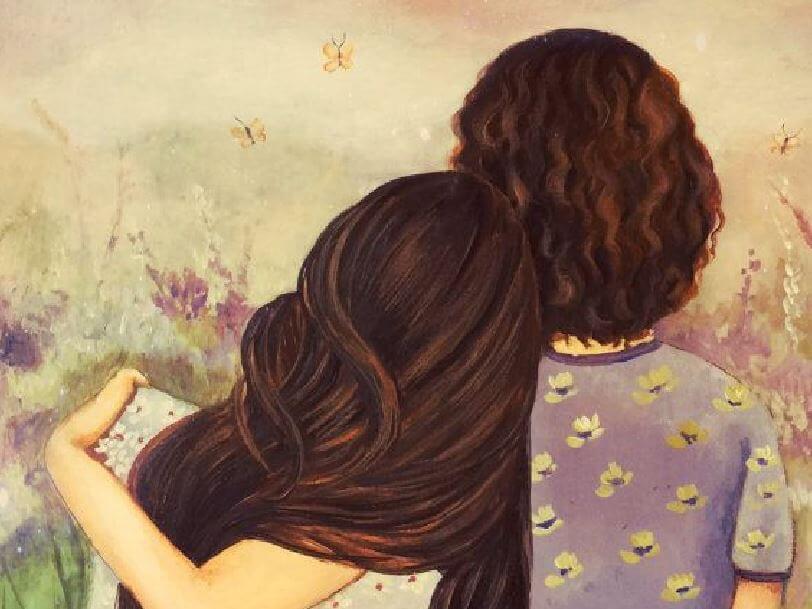 Amigas abrazadas diciendo gracias por ser como eres