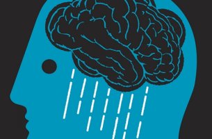 Cerebro con lluvia como símbolo de los sueños de las personas con depresión