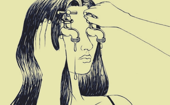 chica con grifos en los ojos