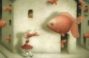 chica llevando pez que representa el arte de controlar a los demás