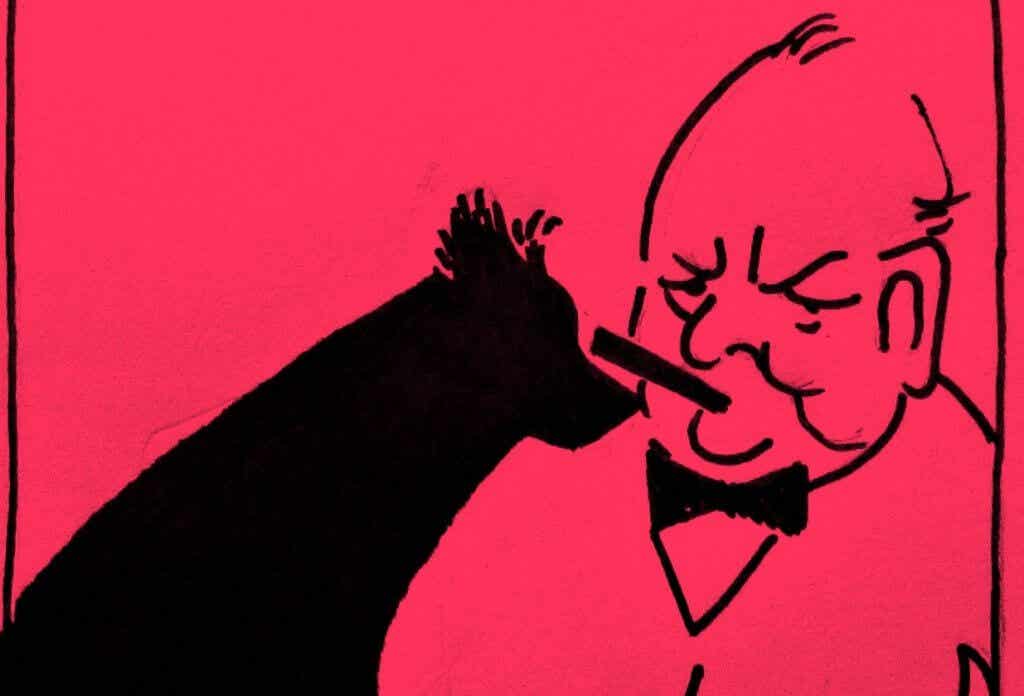 Churchill y su perro negro
