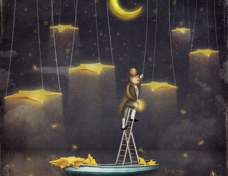 Hombre haciendo su rutina de subir a las estrellas