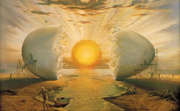huevo representando amanecer y las frases de Borges