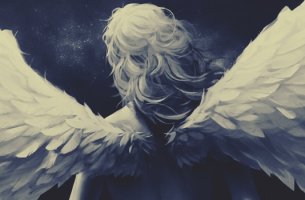 mujer con alas en la espalda escapando del tiempo
