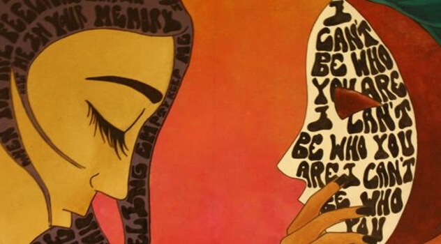 mujer frente a otra mujer representando los poemas de Fernando Pessoa