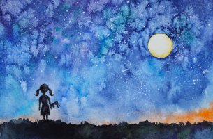 Niña mirando una estrella