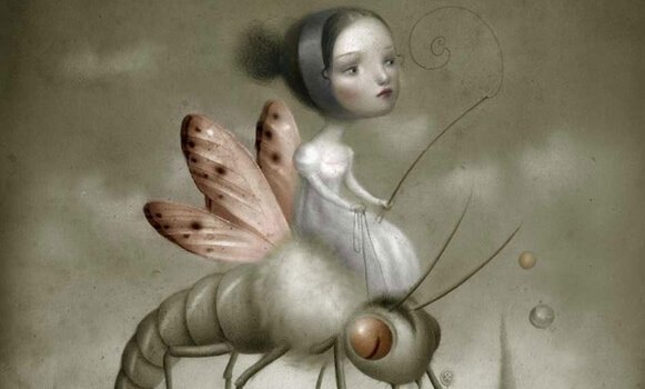 Niña montada en un insecto
