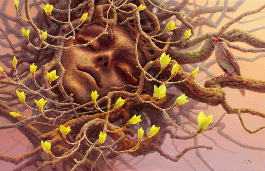 rostro entre ramas de arbol representando la reserva cognitiva