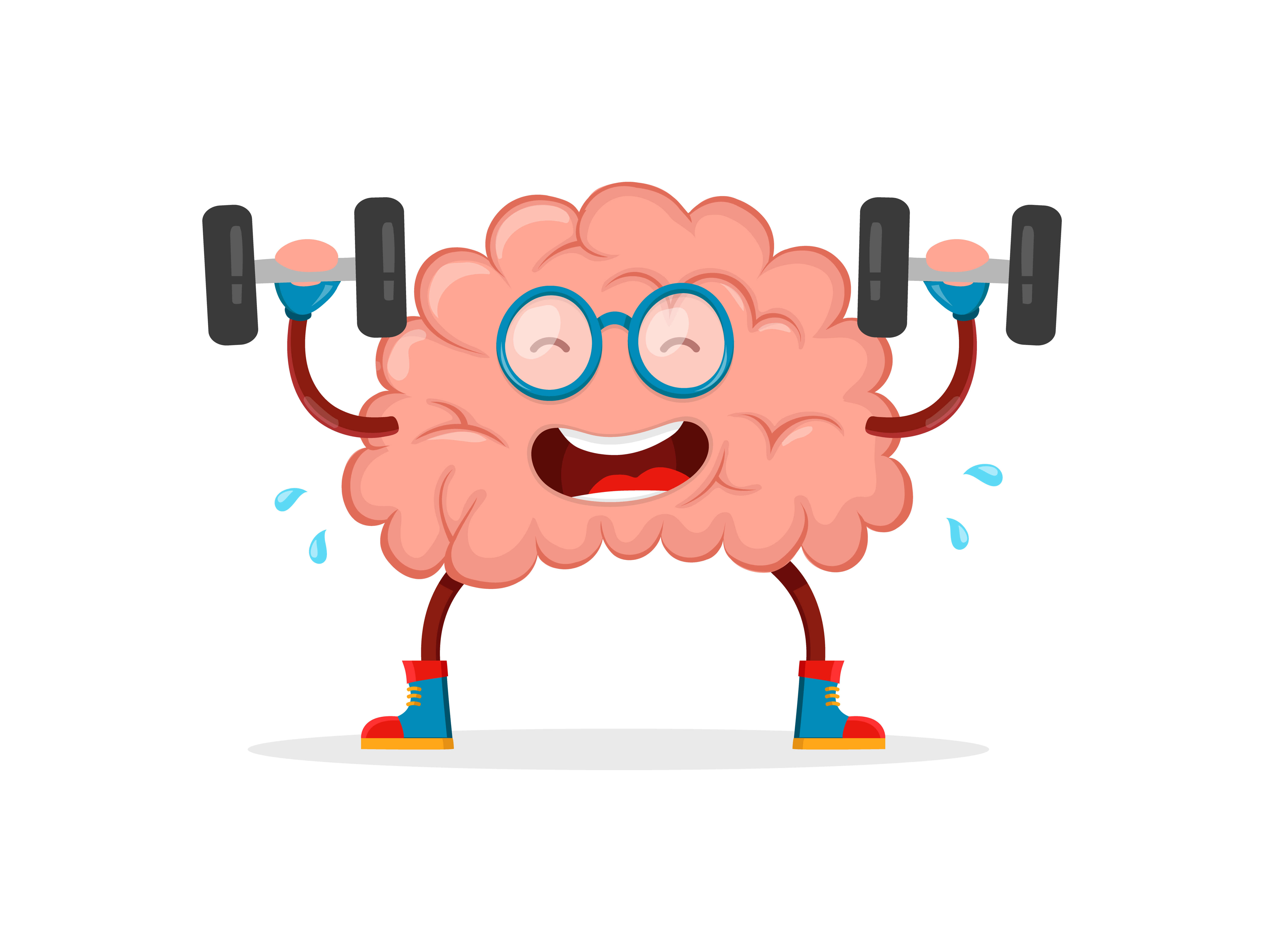 Cerebro haciendo gimnasia como ejemplo de mitos del cerebro