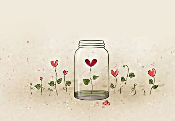 Frasco con un corazón