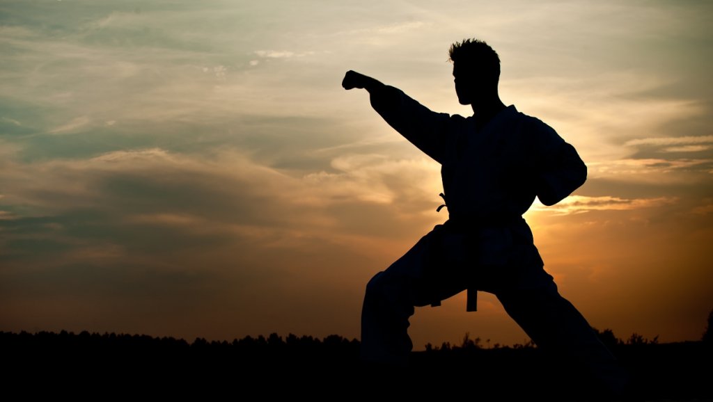 hombre practicando artes marciales