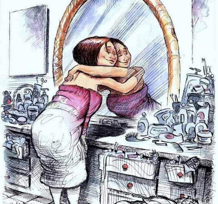 Mujer abrazándose