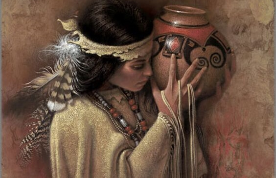 nativa evocando los proverbios de los indios norteamericanos