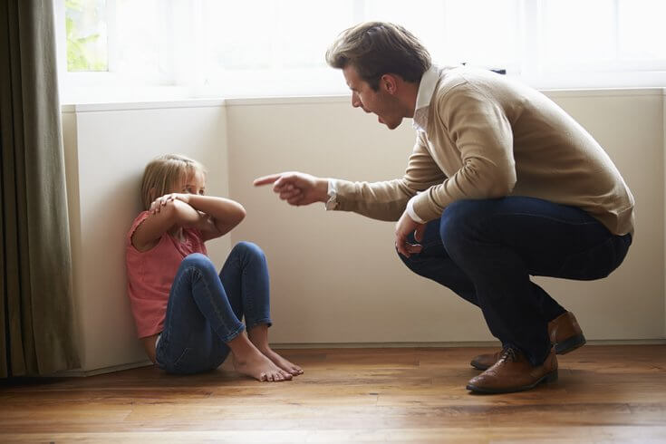 Padre amenazando a su hija