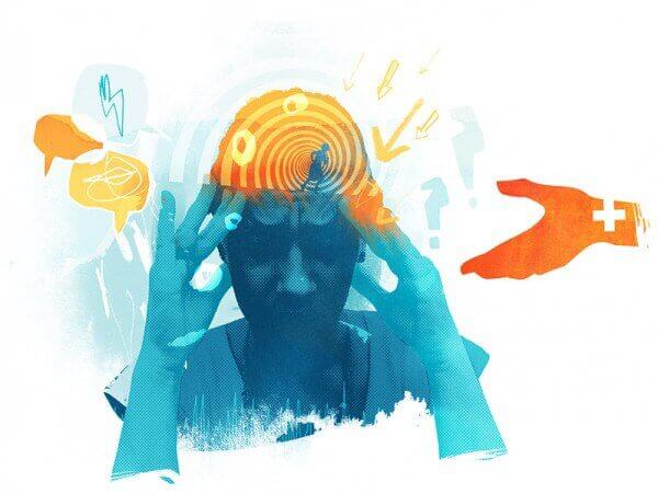 Persona preocupada con trastorno esquizoafectivo