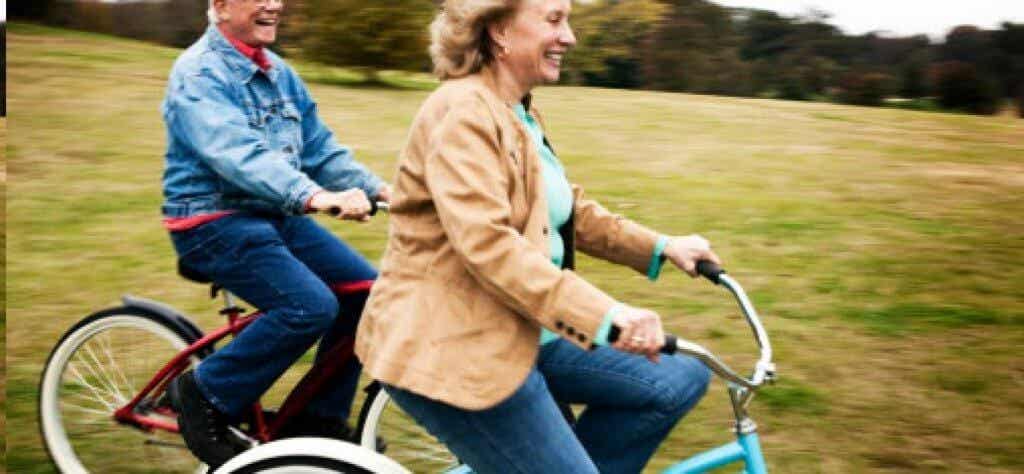older people on bicycles