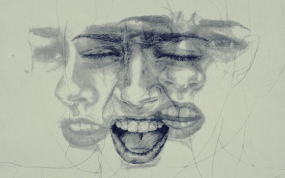 Rostro con diferentes emociones sin conciencia emocional