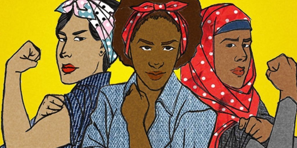 Drie vrouwen die de soorten feminisme vertegenwoordigen