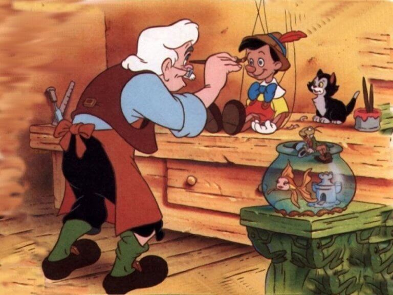 Geppetto pintando a pinocho