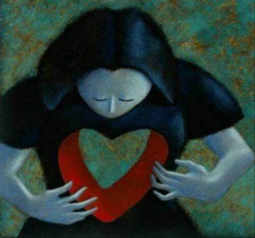 woman with heart shaped empty places