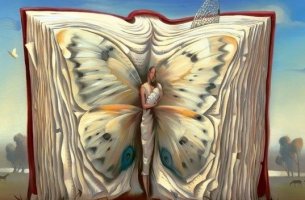 libro con mujer que representan los microrrelatos para imaginar y soñar