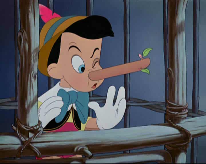 Pinocho con la nariz grande